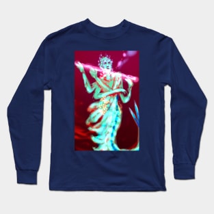 Fairy flute mermaid faerie shrimp multi arm goddess flautist glowing fantasy Long Sleeve T-Shirt